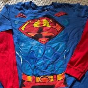 Shirt with cape Superman boys new size L cotton attached sleeves
